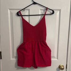 Red Sleeveless Romper